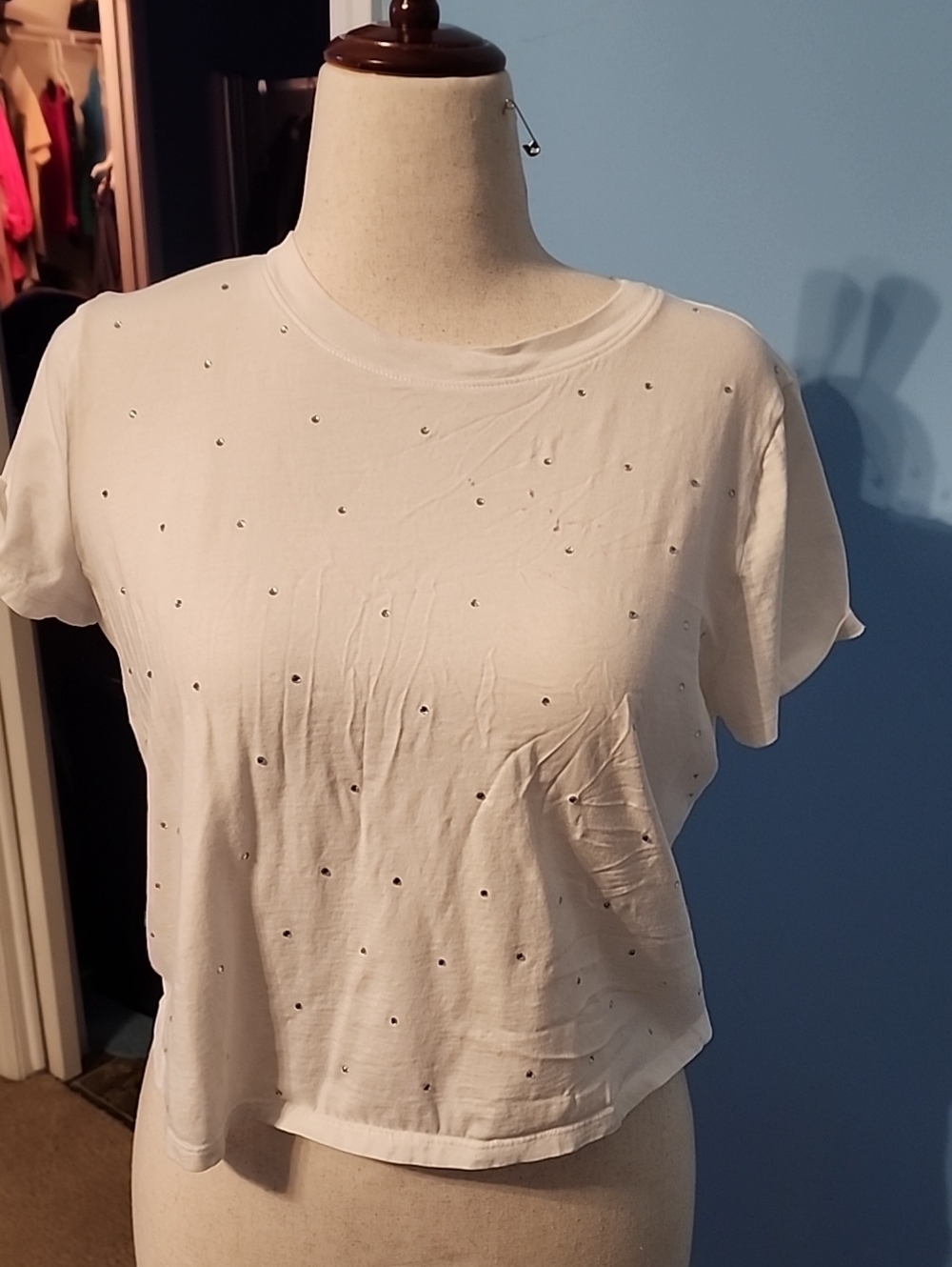 a.n.a White Short-Sleeve Tee with Rhinestone Dots